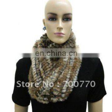 3132-NB# Hare Rabbit Fur Infinity Scarf Natural Brown Premium Quality and Superior Craftsmanship Retail/Wholesale/Drop Shipping