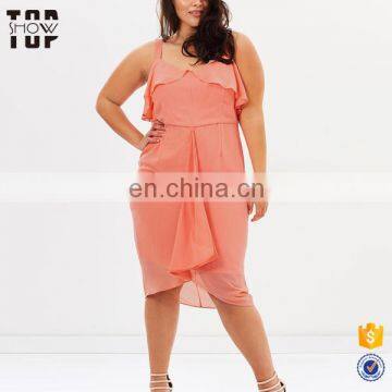 Hot sale women casual loose draped plus size midi dresses for fat lady