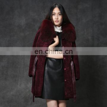 Hot Sale Real Austrilian Shearling Sheepskin Lamb Fur Long coat