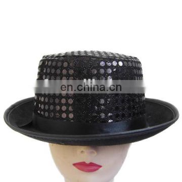 MCH-1701 Party Carnival funny cheap man black sequin felt magician top Hat