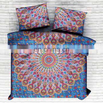 Indian Handmade Turquoise Fish Mandala Duvet Cover Set Quilt Cover Comfoter Set Doona Cover Duvet Cover With Pillow Cover