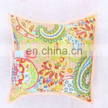 Yellow Floral indoor & outdoor-Indian kantha cushion covers Indian Hand-stitched Kantha Pillow Kantha Pillow Covers Art