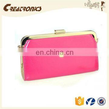 CR High reputation supplier smooth pu surface cluch bag long chain rose red fashion noble ladies party purse