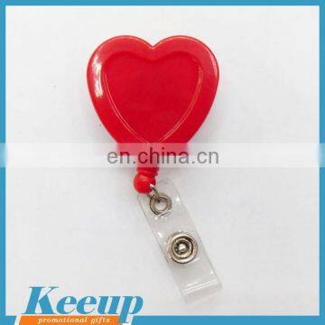 Novelty customized logo cheap heart Shape Decorative Retractable Badge Reel,novelty novelty pull reel badge