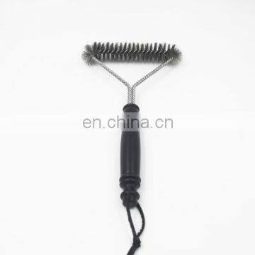 Barbecue Cleaning Tool 12-Inch 3-Sided Grill Brush Durable Effective Stainless Steel Wire Bristles And Stiff Handle.