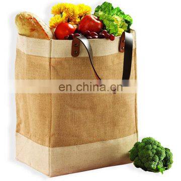 Leather hand - held sack handbag shopping promotional burlap travel  jute environmental protection bag