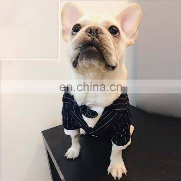 Wholesale Layered Pet Dog Striped Suits Bulldog Formal Clothes Overcoat photo-2