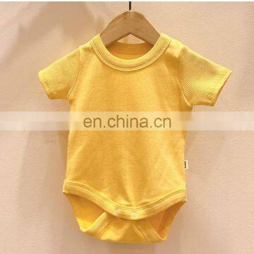Wholesale Infants & Toddler Solid Color Clothes Baby Spring Autumn Short Sleeve Rib Cotton Romper photo-2