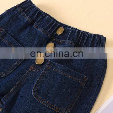 Kids Ribbed O Neck Off-Shoulder Tops Shirts & Denim Jean Flared Pants Casual Outfit Spring Fall Winter Clothes photo-5