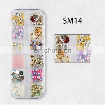 Mixed Flatback Nail Rhinestone Metal Rivet Studs 3D Charm Gem Mini Bead Manicure Nail Art Decoration