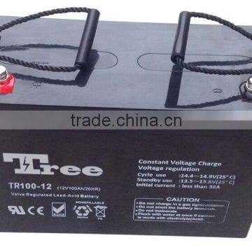 free maintenance 12v 100ah solar panel battery 24v lead acid battery for solar &wind system