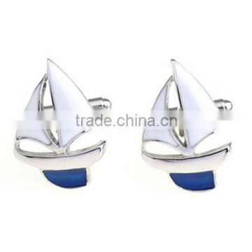 Men Sailing Captain Ship Boat Cufflinks Metal Blue Ocean Cuff Links Silver Hot