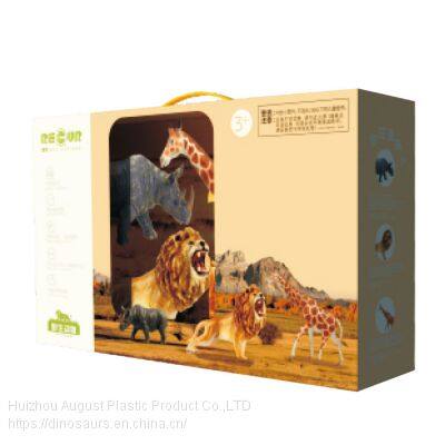 Kit of animal model children class learning kit lion rhinoceros giraffe cheap animal PVC plastic vinly animal toy decoration