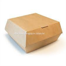 Eco friendly kraft clamshell box molded pulp packaging hamburger slider burger paper box kraft food containers