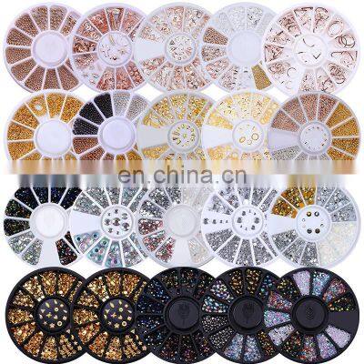 Hot Sale Popular 40 Styles 3D Nails Charm Shining Metal Glitter Nail Art Decoration Nail Drilling Mixed Color 12 Panel