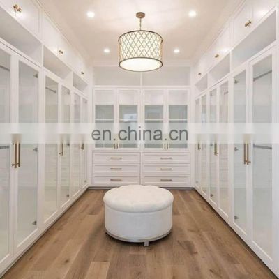 High-End Luxury Italian Design Wooden Wardrobe Closet Modular Walk-in Closet with Glass Door