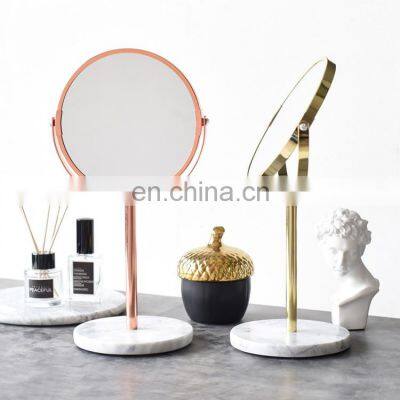 Mirror Marble Beauty Dressing Round Table Cosmetic Rose Gold Glass Standing Decorative Furniture Make Up Vanity Makeup Mirror