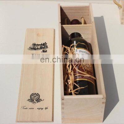 Factory Price Pine Paulownia Single Wooden Wine Box photo-3