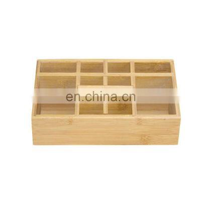 Small Multifunctional Bamboo Organizer Desk Caddy Home Office Accessory Tray School Art Supply Holder Pen Pencil Brush Holder