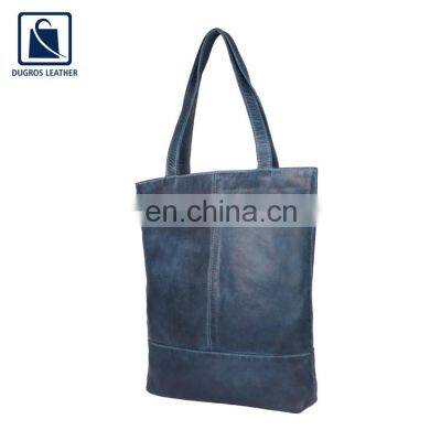 Vintage Style Good Quality Silver Antique Fitting Elegant Look Women Genuine Leather Shopper Shopping Bag for Sale