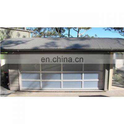 Black anodised aluminum garage door with frosted glas