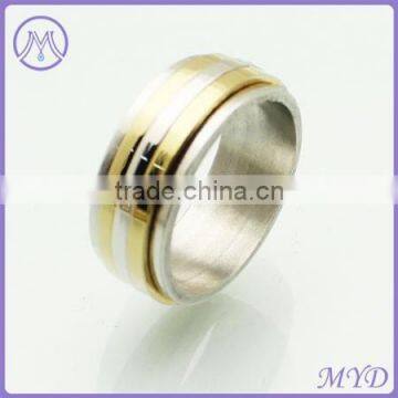 Fashion Jewelry Gold plated stainless steel stripe ring band for men