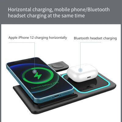 Universal Desk Multi Function Portable Foldable Phone Fast Charging Station 15W 3 In 1 Wireless Charger Pad For Iphone