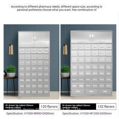 Stainless Steel TCM Herb Cabinet 0.9 m 46 Buckets 132 Flavours| Chinese medicine herb storage solutions