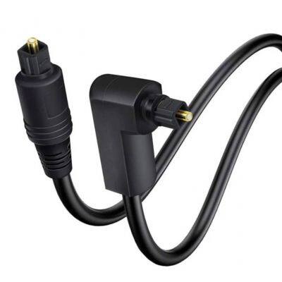 Angled Digital Toslink Optical Audio Cable,Gold-Plated,4mm Black PVC