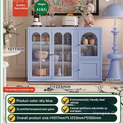 Pastel Blue 2-Door Steel Buffet Cabinet SD-D988 With Adjustable Shelves| 1017mm Height Modular Metal Cupboard for Dining Room photo-2