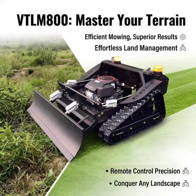 VTLM800 Cortacésped Crawler Controlado por Radio con Accesorio de Arado de Nieve 452cc Gasolina Cortador de Hierba de Alto Par Torque de 48V