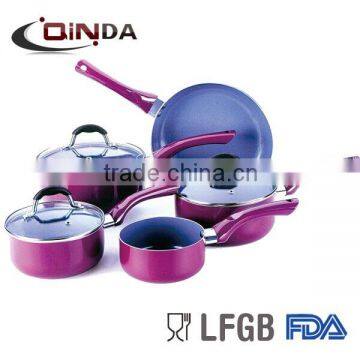 8 Pieces pressed aluminum cookware set with ceramic coating