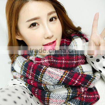 2015 Latest Design Fashion Acrylic Check Plaid Circular Neck Scarf photo-2