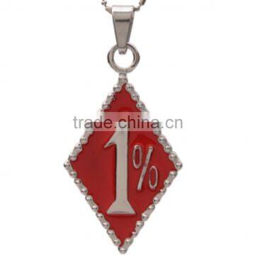 polished pendants and stainless steel jewelry in red enamel
