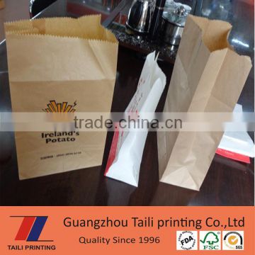 Custom wax lined paper bags for hot food