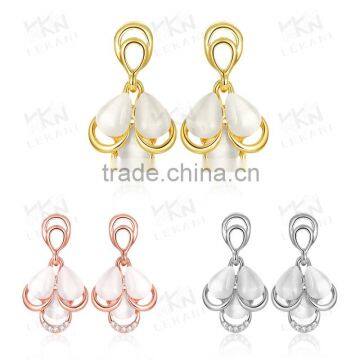 Stainless steel stud diamond earring designs girls fashion gold earring