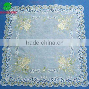 100% polyester embroidery christmas table cloth with cutworkhouseware household textile