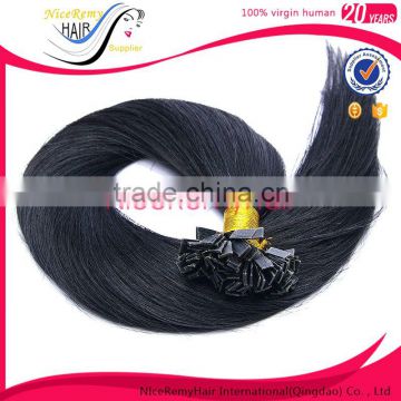 Wholesale raw unprocessed 100% brazilian human virgin keratin hair flat tip hair extension