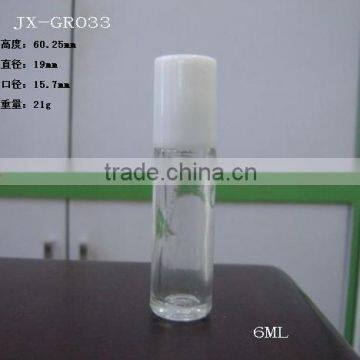 6ml frosted roll on glass bottle with white cap
