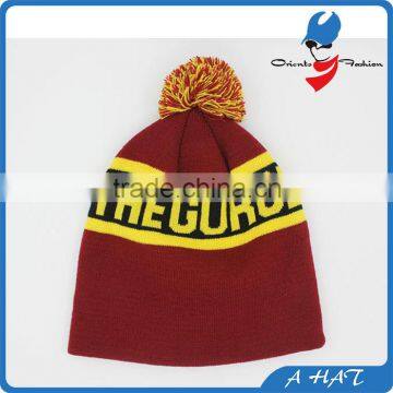 custom your own design jacquard knit beanie with pompom