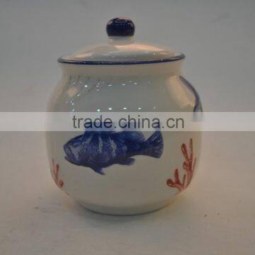 Marine series of embossed 3D ceramic cookie jar