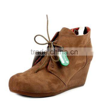 New Female Autumn Women wedge heeled boots sexy Martin Shoes Leather ankle boots with bowtie