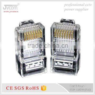 JVCOM RJ45 UTP Modular Plug for Cat5 Cable connector plug Gold-Plating Solid Pure Copper