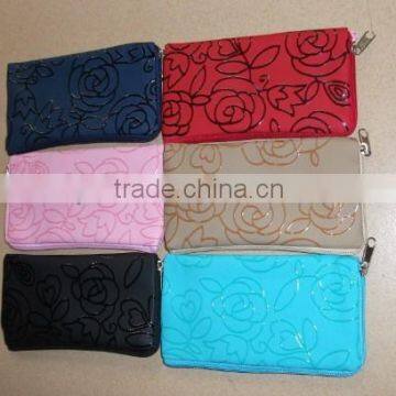 flowery printing leather cell phone bag phone case wallet for lady