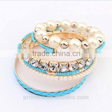 Multilayer Pearl Glass Rhinestone Beaded Twist Leather Bracelet& Bangle Jewelry photo-6