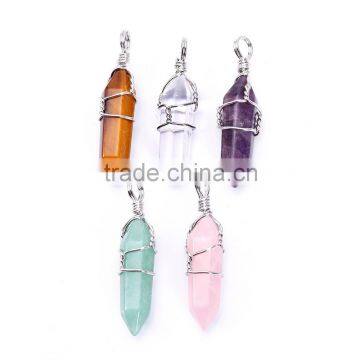 Beautiful 5 pcs Mix Material Handmade Wirewrap Pendant Charm Necklace Wholesale