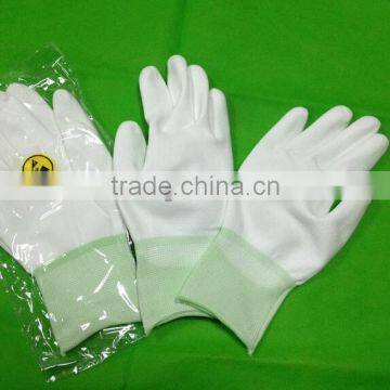 Top Sale White carbon fiber ESD PU palm fit with nylon liner Safety Working Gloves
