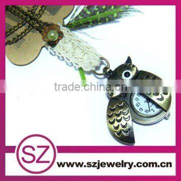 SWH0072 pocket watch owl necklace watch