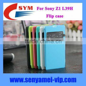 PU Flip cover case for for Sony Z1 L39H case,for Z1 L39H case ultra thin case cover