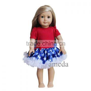 18" American Doll Red Blue Star 4th July Tutu Party Dress